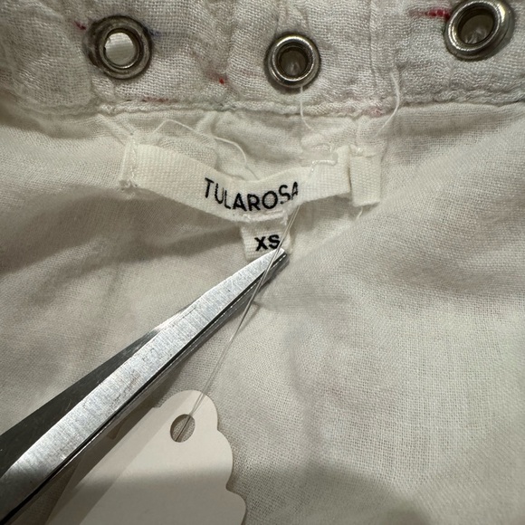 Tularosa REVOLVE Ivory confetti Bell Sleeve Babydoll Blouse Boho Top Pleated - Picture 7 of 10